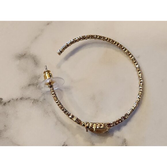 Jonna & Lilly Gold-Tone Rhinestone Hoop Earrings With Decorative Stone Accents - Picture 5 of 5